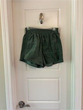 Wishlist Olive Green Elastic-Waist Athletic Shorts